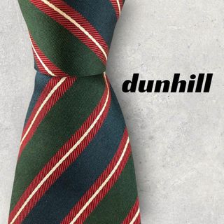 ダンヒル(Dunhill)の【5863】良品！ダンヒル　ネクタイ　ブルー×グリーン×レッド系　ストライプ(ネクタイ)