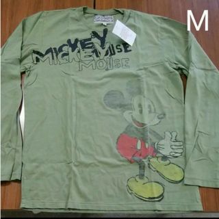 新品 Ｍ ディズニーヴィンテージ ロンＴ オリーブ(Tシャツ/カットソー(七分/長袖))