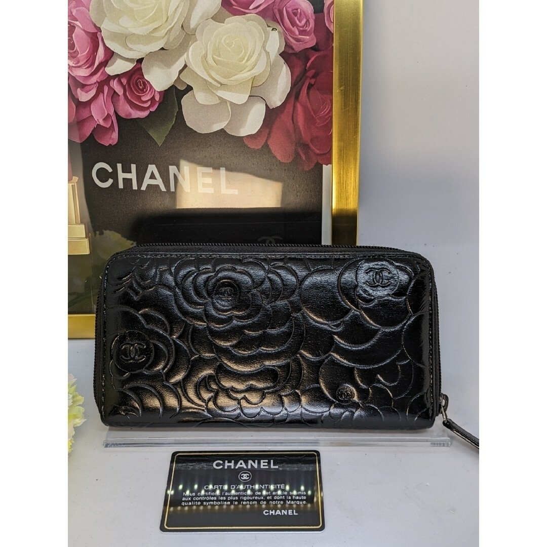 CHANEL(シャネル)の超美品　CHANEL シャネル　カメリア　ラウンドファスナー　長財布　ラムスキン レディースのファッション小物(財布)の商品写真