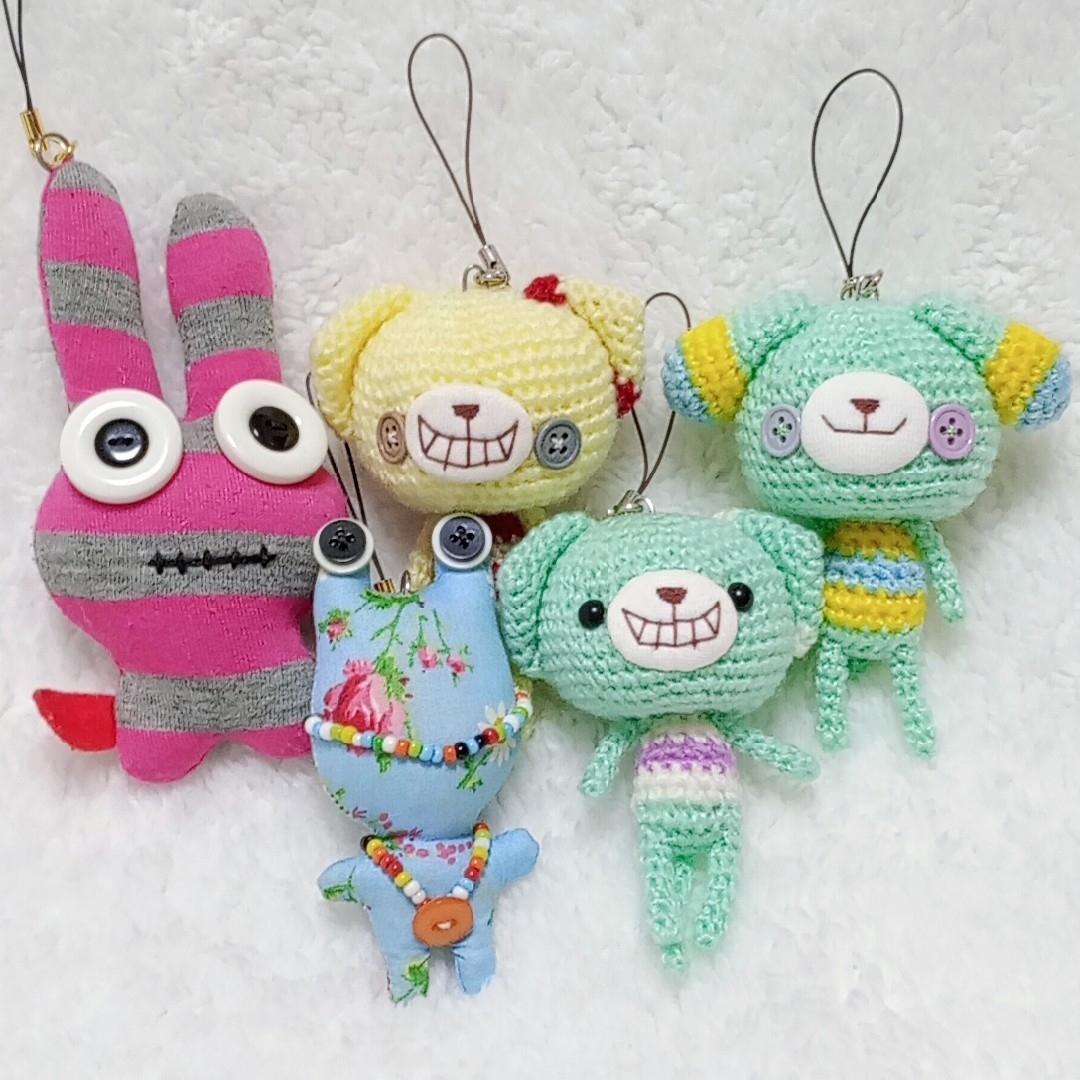 編みぐるみ セット うさぎ ハンドメイド ストラップ 毛糸 くま 編みぐるみ セット うさぎ ハンドメイド ストラップ 毛糸 くま
