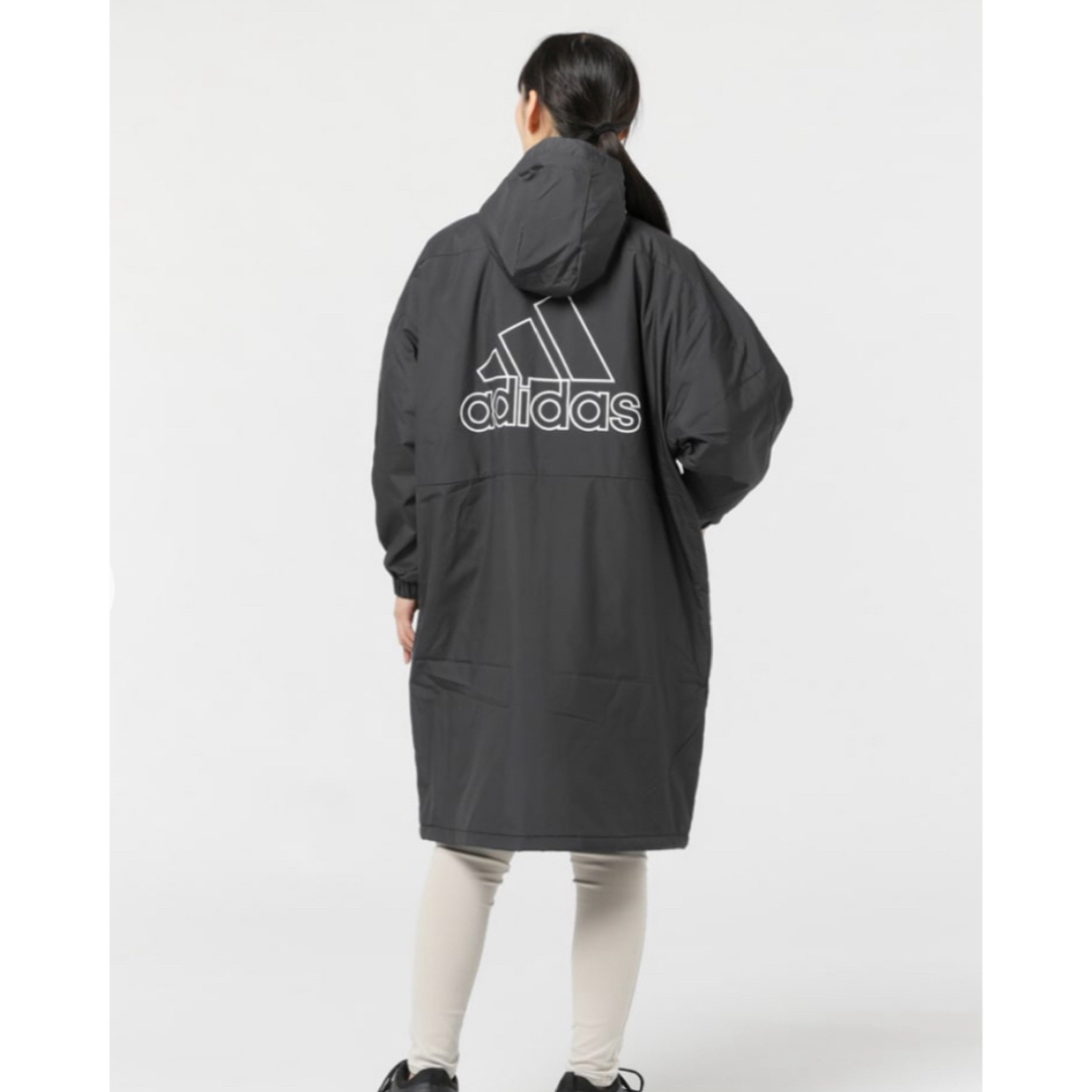 adidas(アディダス)のadidas アディダス　レディース　中綿　ロングコート　ベンチコート　黒　S レディースのジャケット/アウター(ロングコート)の商品写真