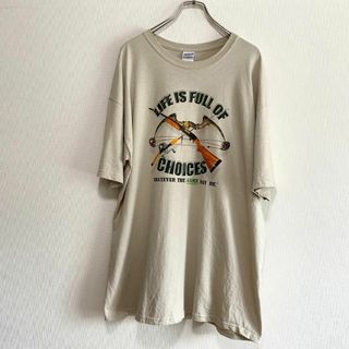 ギルタン(GILDAN)のアメリカ古着　ハンティング　プリント　半袖Tシャツ　アースカラー　F302(Tシャツ/カットソー(半袖/袖なし))