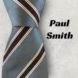 ポールスミス(Paul Smith)の【5876】美品！ポールスミス　ネクタイ　シルバーグレー系　ストライプ(ネクタイ)