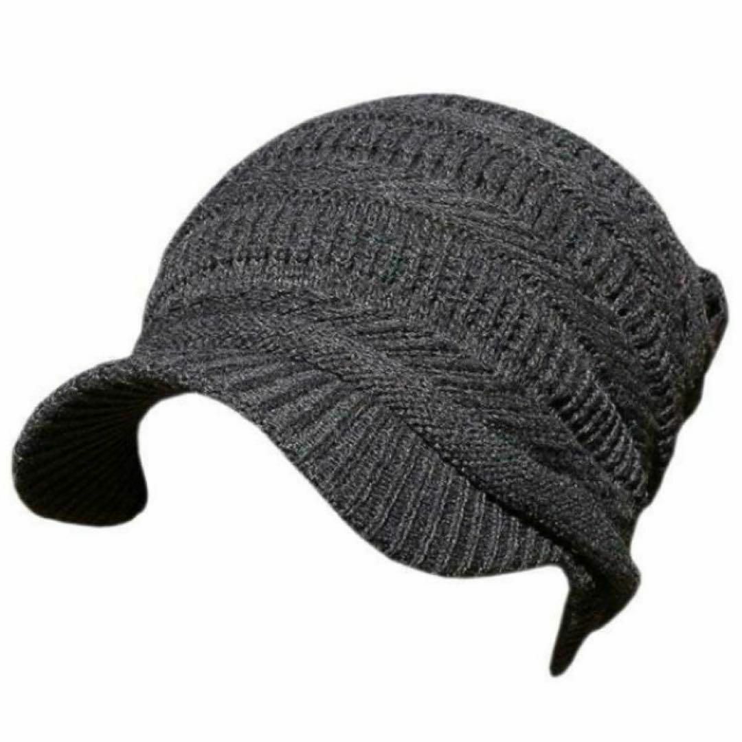 帽子 メンズ 男女兼用 秋冬 ニットキャスケット ねじり編み グレー レディースの帽子(ニット帽/ビーニー)の商品写真