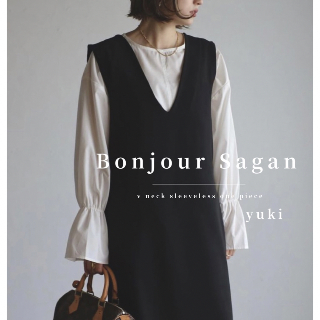 BONJOUR SAGAN(ボンジュールサガン)の【新品/タグ付き】Bonjour Sagan Vネックノースリワンピース レディースのワンピース(ロングワンピース/マキシワンピース)の商品写真