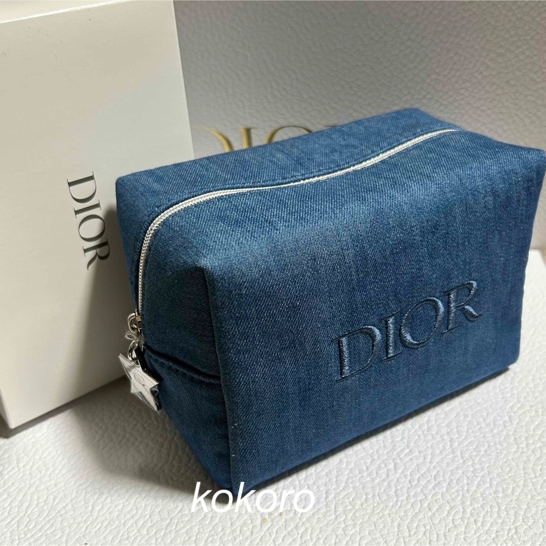 Dior - ディオール ノベルティ ポーチ デニム ブルー スクエア Dior - ディオール ノベルティ ポーチ デニム ブルー スクエア