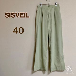 SISVEIL レディース カジュアルパンツ グリーン L ワイドパンツ 春(カジュアルパンツ)