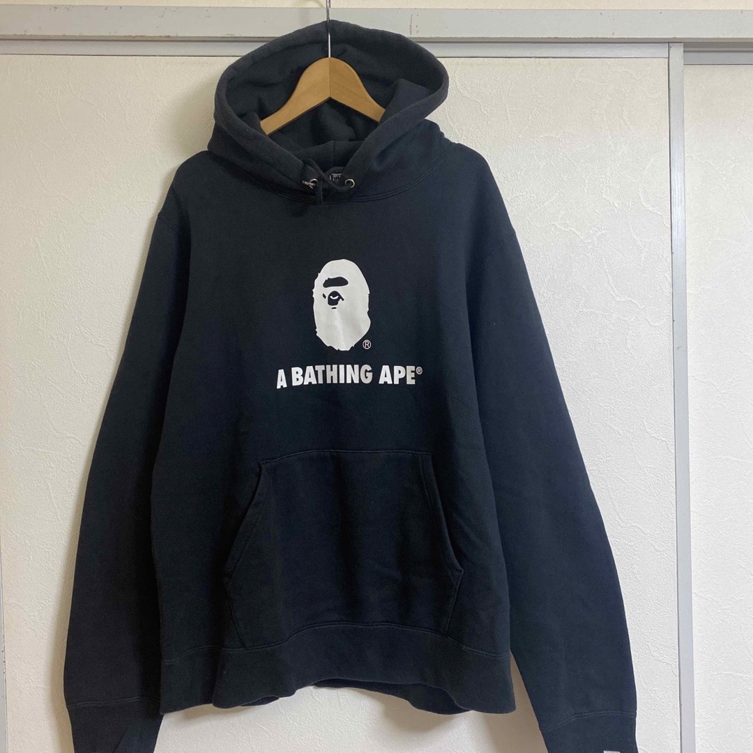 A BATHING APE(アベイシングエイプ)のアベイシングエイプ スウェットパーカー Lサイズ ブラック 両面プリント メンズのトップス(パーカー)の商品写真