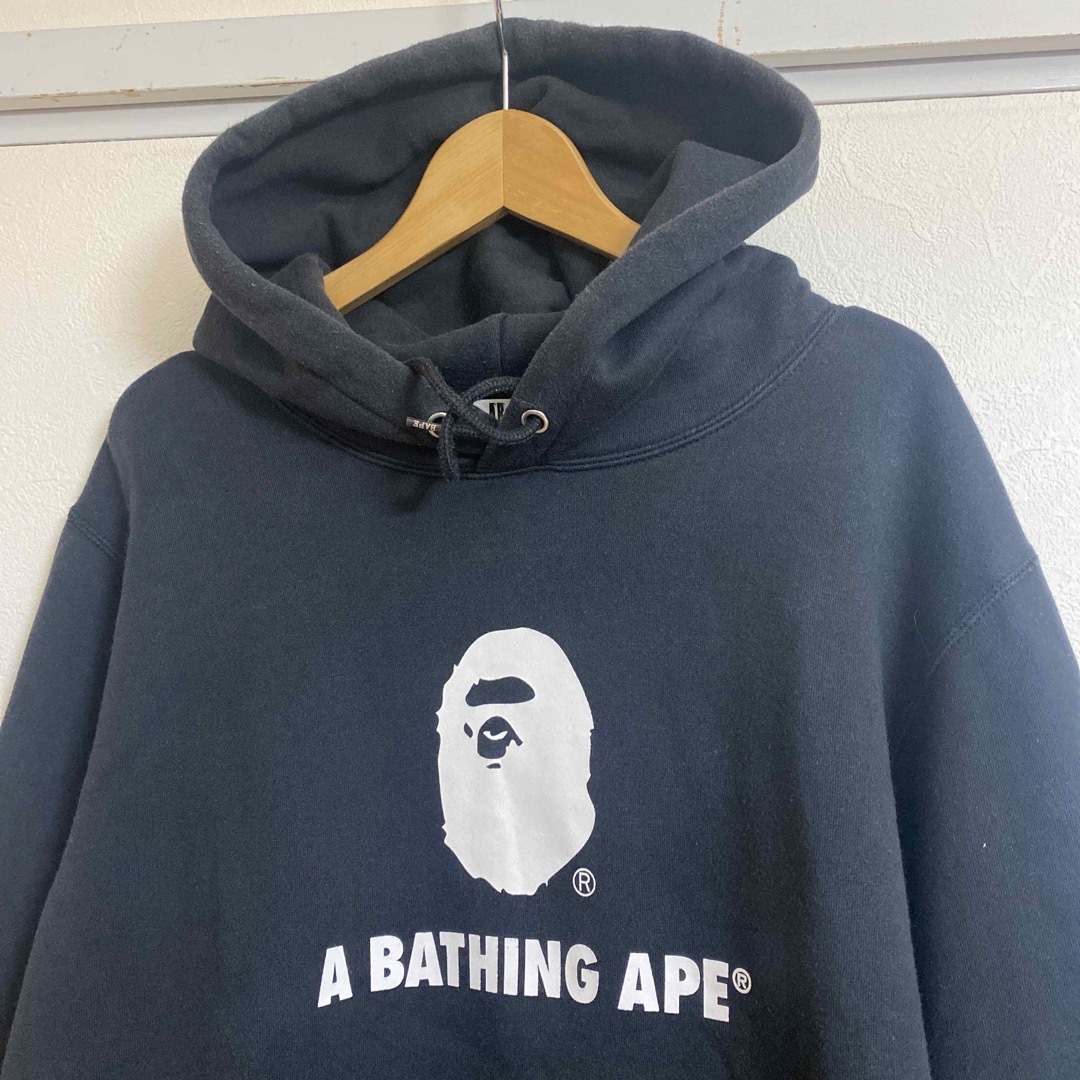 A BATHING APE(アベイシングエイプ)のアベイシングエイプ スウェットパーカー Lサイズ ブラック 両面プリント メンズのトップス(パーカー)の商品写真