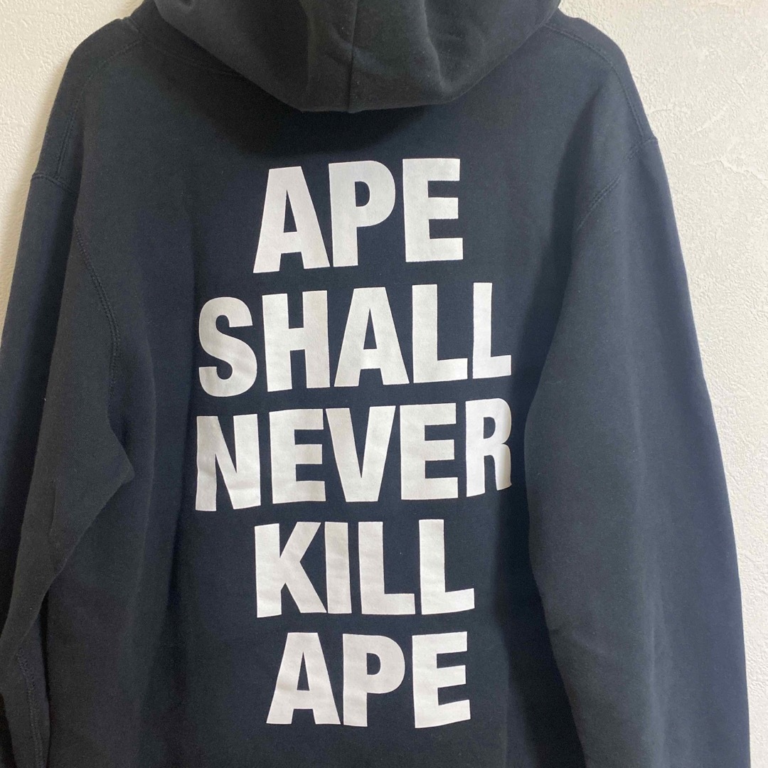 A BATHING APE(アベイシングエイプ)のアベイシングエイプ スウェットパーカー Lサイズ ブラック 両面プリント メンズのトップス(パーカー)の商品写真