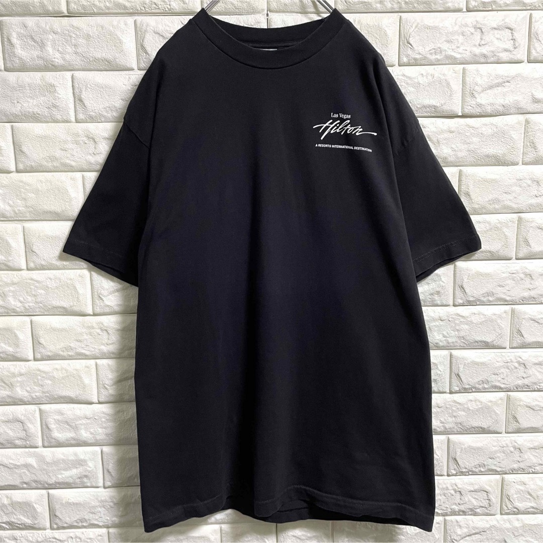 US古着　ラスベガス　ヒルトン　カジノプリント　半袖Tシャツ　メンズLサイズ メンズのトップス(Tシャツ/カットソー(半袖/袖なし))の商品写真