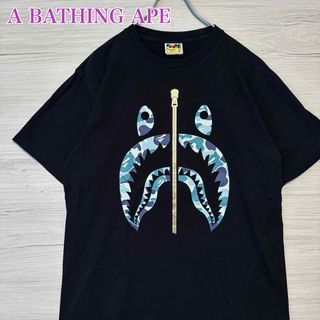 アベイシングエイプ(A BATHING APE)の【希少デザイン】アベイシングエイプ　Tシャツ　Lサイズ　シャーク　カモフラ　人気(Tシャツ/カットソー(半袖/袖なし))