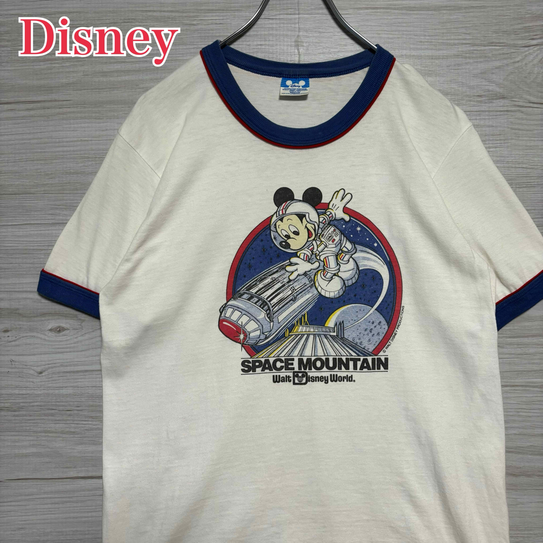 Disney(ディズニー)の【入手困難】ディズニー　Tシャツ　リンガー　スペマースマウンテン　80s レア メンズのトップス(Tシャツ/カットソー(半袖/袖なし))の商品写真