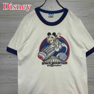 ディズニー(Disney)の【入手困難】ディズニー　Tシャツ　リンガー　スペマースマウンテン　80s レア(Tシャツ/カットソー(半袖/袖なし))