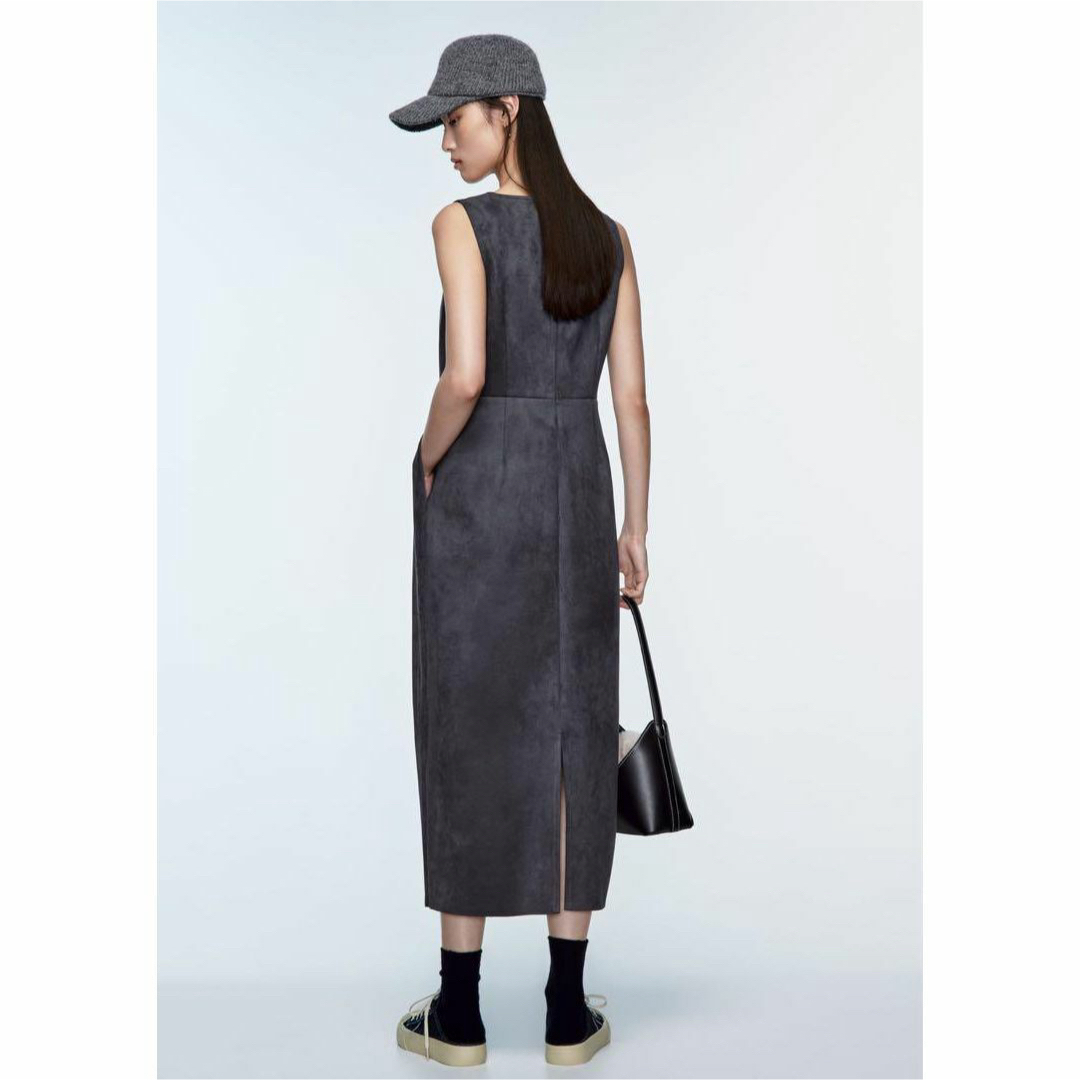 ZARA(ザラ)のZARA ザラ フェイクスエードライクワンピース XS ブルーグレー サロペット レディースのワンピース(ロングワンピース/マキシワンピース)の商品写真