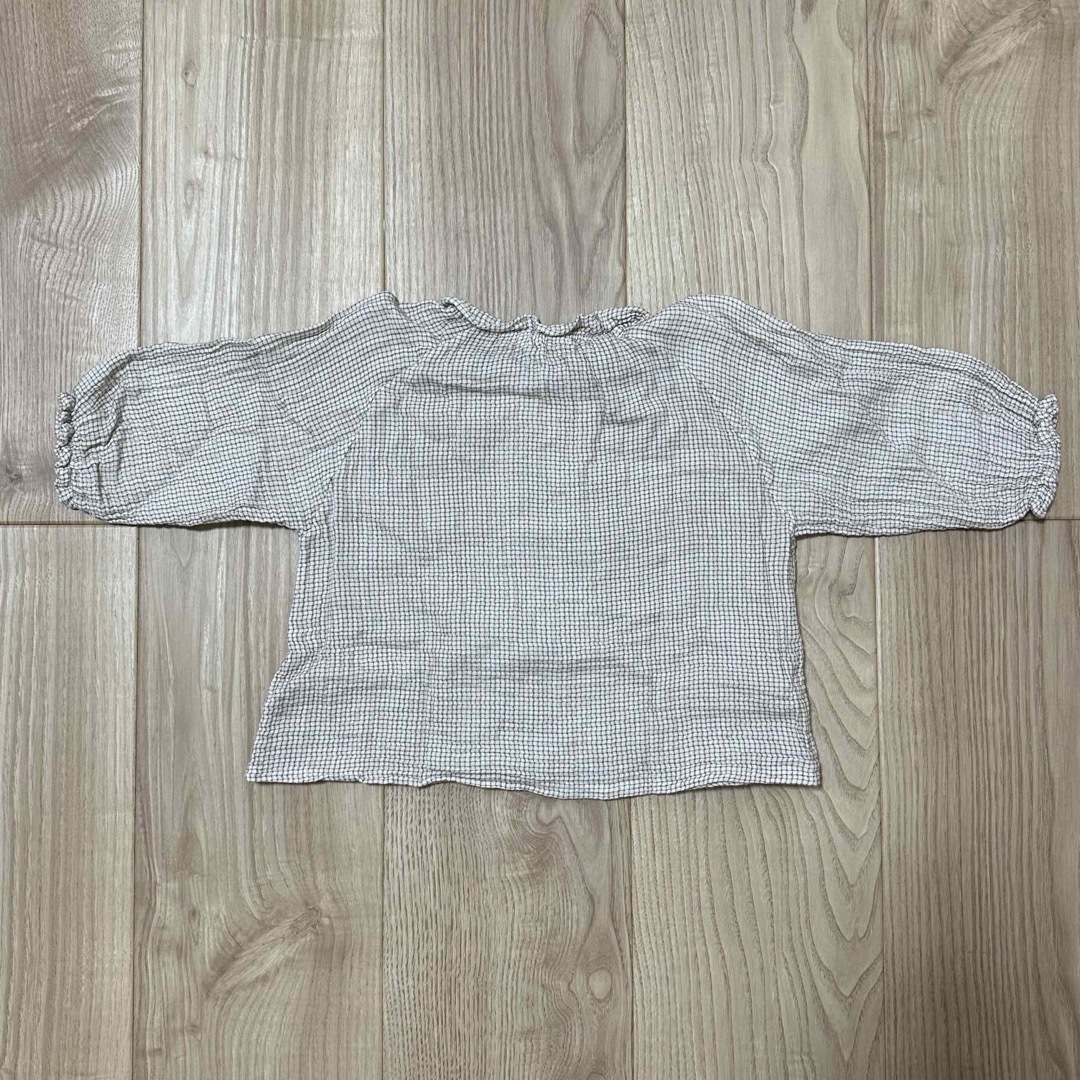 milkbalm／チェックブラウス／M(100) キッズ/ベビー/マタニティのキッズ服女の子用(90cm~)(ブラウス)の商品写真