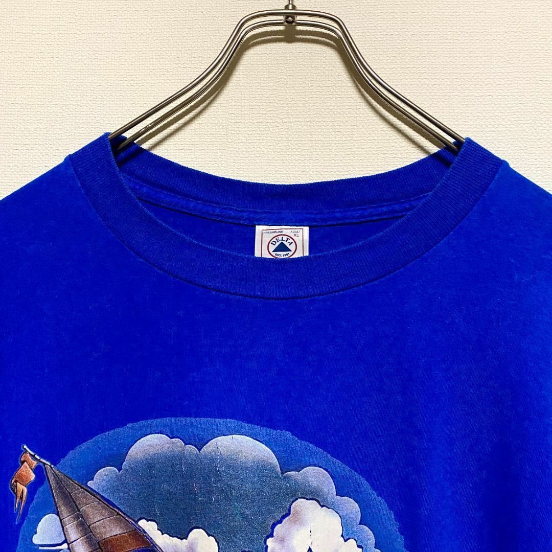 VINTAGE(ヴィンテージ)のアメリカ古着　半袖Tシャツ　プリント　ヨット　ブルー　ゆるだぼ E9 メンズのトップス(Tシャツ/カットソー(半袖/袖なし))の商品写真