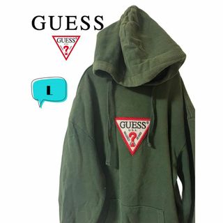 ゲス(GUESS)のGUESS ゲス プルオーバー パーカー ビッグロゴ 刺繍ワッペン L(パーカー)