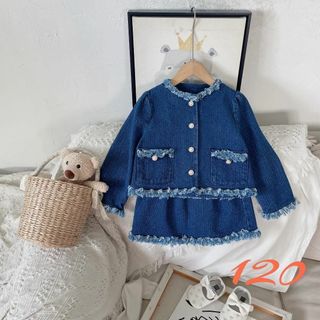 キッズ テニムセットアップ　可愛い女の子服　韓国　春秋冬物　120(ジャケット/上着)