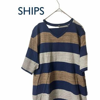 シップス(SHIPS)のSHIPS: japan qualityワイドマルチボーダー Vネック Tシャツ(Tシャツ/カットソー(半袖/袖なし))