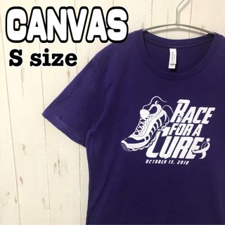 CANVAS 両面プリント Tシャツ 半袖 靴 紫 パープル Sサイズ 海外古着(Tシャツ/カットソー(半袖/袖なし))