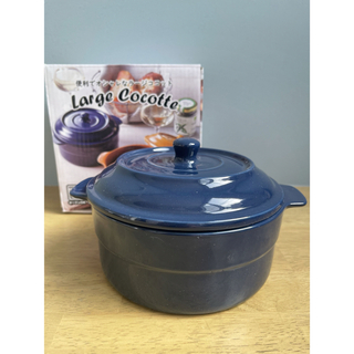 新品 ココット ブルー ルクルーゼ  ストウブ 鍋 耐熱性 保温 両手鍋 陶器(鍋/フライパン)