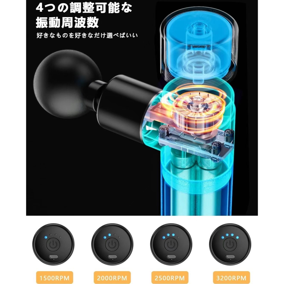 マッサージガン 筋膜リリースガン 新品 小型 軽量 マッサージ typeC充電 スマホ/家電/カメラの美容/健康(マッサージ機)の商品写真