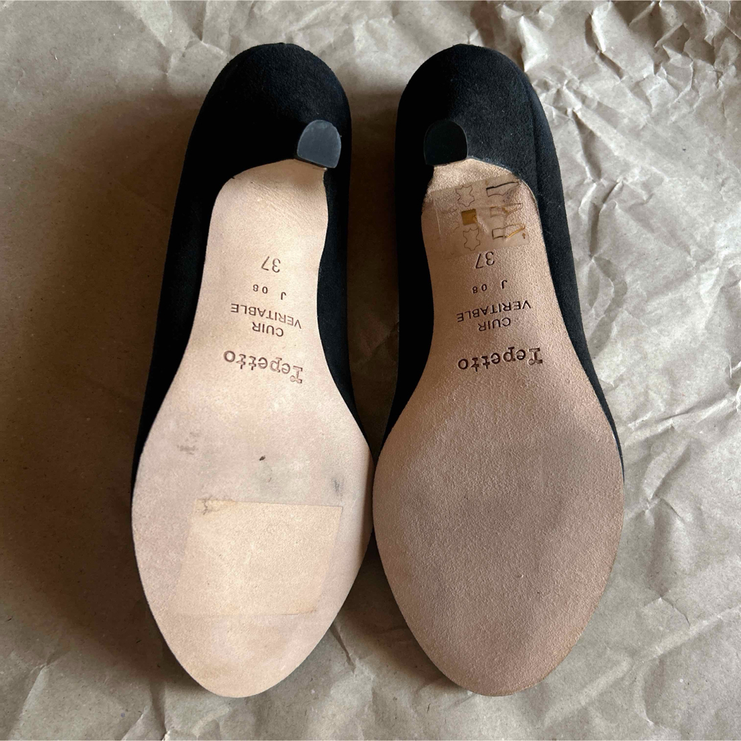 repetto(レペット)のレペット ジゼル リボン パンプス スウェード ローヒール 革 37 ブラック レディースの靴/シューズ(ハイヒール/パンプス)の商品写真