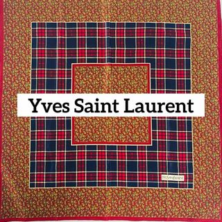 イヴサンローラン(Yves Saint Laurent)の★イヴサンローラン★ スカーフ ペイズリー チェック ダークレッド タグ無し(バンダナ/スカーフ)