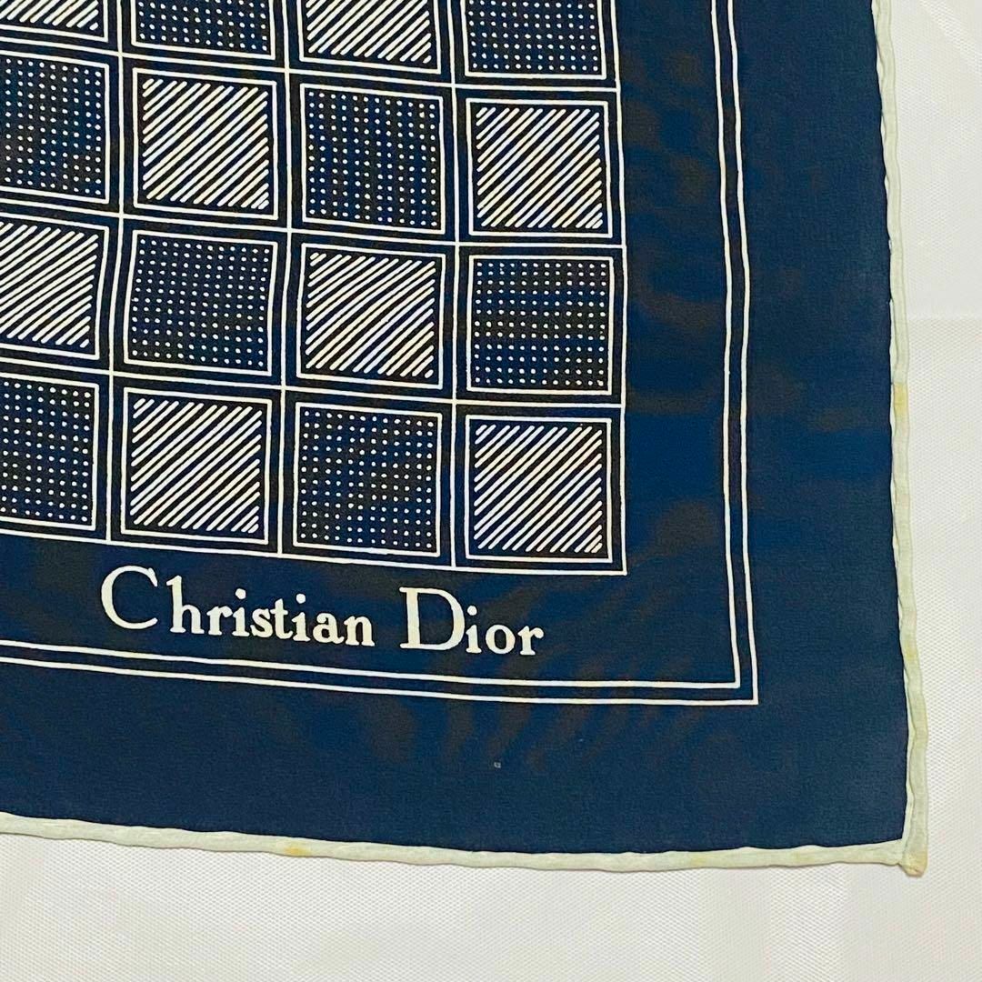 Christian Dior(クリスチャンディオール)の★Christian Dior★ スカーフ チェック シルク ネイビー グレー レディースのファッション小物(バンダナ/スカーフ)の商品写真