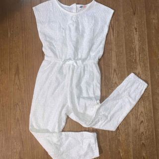 H&M - H&M 白レース　120 ノースリーブ　サロペット　