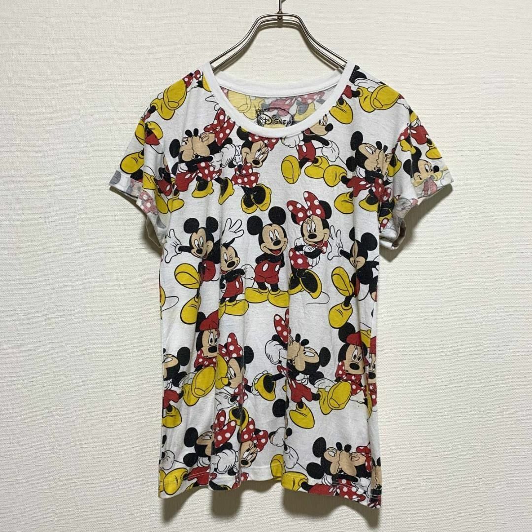 Disney(ディズニー)のアメリカ古着　ミッキーマウス　ミニーマウス　半袖 Ｔシャツ　総柄　D87 レディースのトップス(Tシャツ(半袖/袖なし))の商品写真