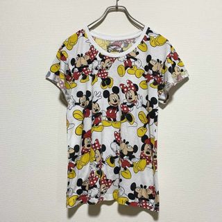 ディズニー(Disney)のアメリカ古着　ミッキーマウス　ミニーマウス　半袖 Ｔシャツ　総柄　D87(Tシャツ(半袖/袖なし))