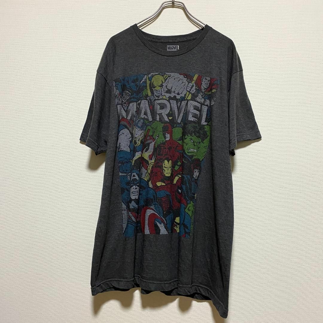 MARVEL(マーベル)のアメリカ古着　マーベル 集合プリント　スパイダーマン　アイアンマン　半袖Tシャツ メンズのトップス(Tシャツ/カットソー(半袖/袖なし))の商品写真