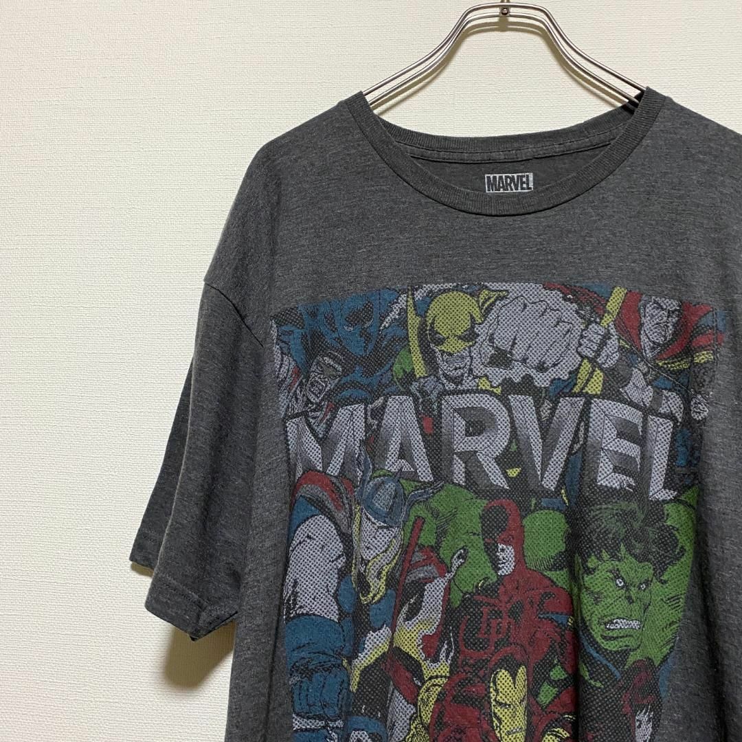 MARVEL(マーベル)のアメリカ古着　マーベル 集合プリント　スパイダーマン　アイアンマン　半袖Tシャツ メンズのトップス(Tシャツ/カットソー(半袖/袖なし))の商品写真