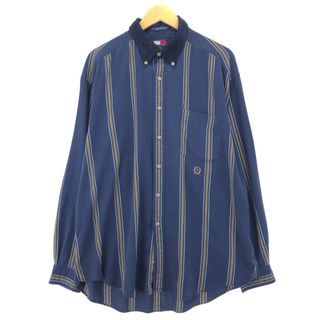 トミーヒルフィガー(TOMMY HILFIGER)の古着 90年代 トミーヒルフィガー TOMMY HILFIGER 長袖 ボタンダウンストライプシャツ メンズXL ヴィンテージ /eaa422149(シャツ)