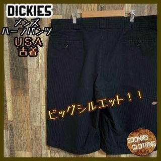 ディッキーズ(Dickies)のディッキーズ ワーク パンツ カーゴ ショーツ ストライプ ブラック USA古着(ショートパンツ)