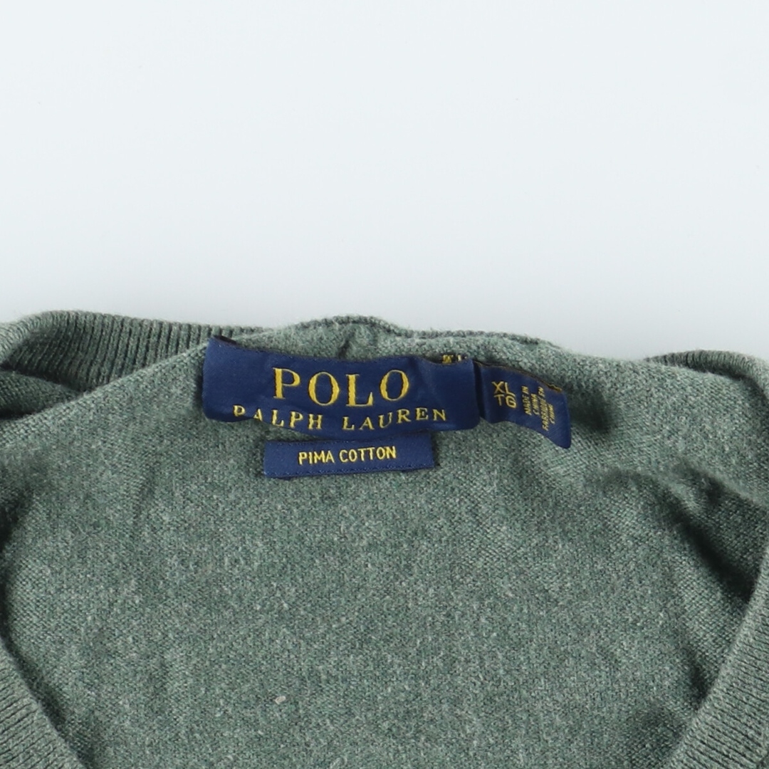 Ralph Lauren(ラルフローレン)の古着 ラルフローレン Ralph Lauren POLO RALPH LAUREN Vネック ピマコットンニットセーター メンズXL /eaa399634 メンズのトップス(ニット/セーター)の商品写真