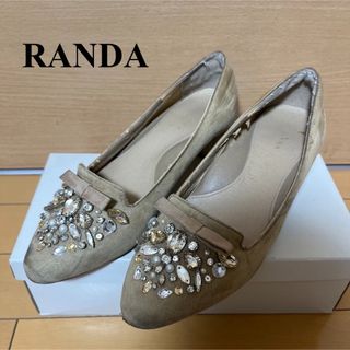 ランダ(RANDA)のRANDA ランダ ビジューリボンオペラシューズ  ローヒール パンプス 難アリ(ハイヒール/パンプス)