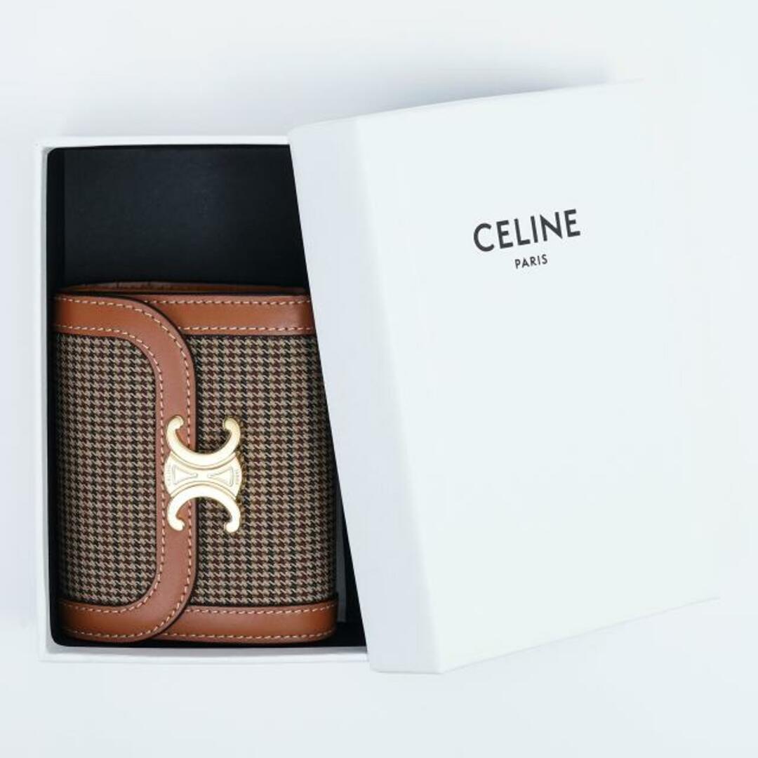 celine(セリーヌ)のCELINE セリーヌ SMALL WALLET TRIOMPHE IN PIED DE POULE TEXTILE AND CALFSKIN 10D782FKV.14ML Multicolor レディースのファッション小物(財布)の商品写真