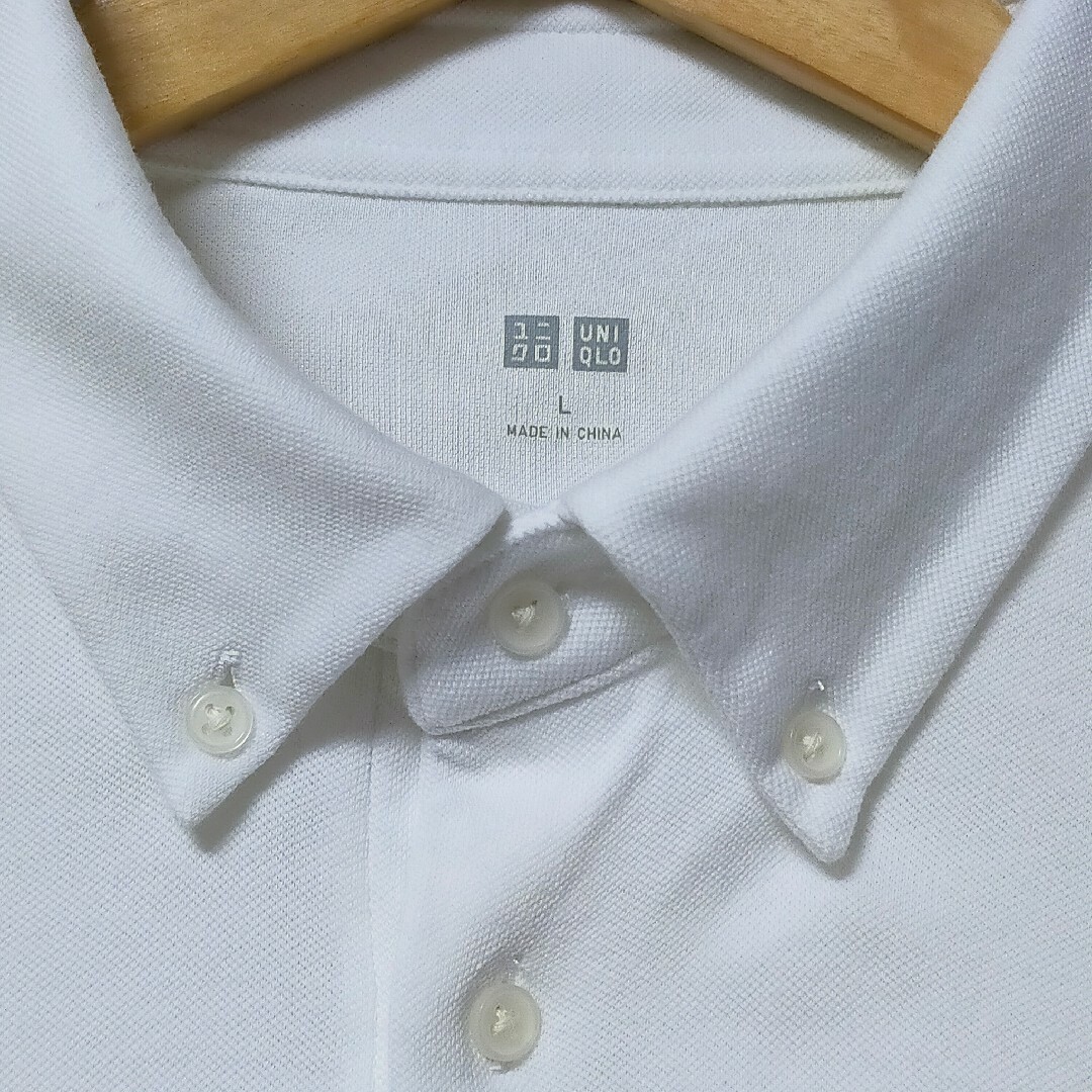 UNIQLO(ユニクロ)のユニクロ　UNIQLO　エアリズム　白　L　メンズ　夏服　Tシャツ　トップス メンズのトップス(ポロシャツ)の商品写真