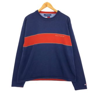 トミーヒルフィガー(TOMMY HILFIGER)の古着 90年代 トミーヒルフィガー TOMMY HILFIGER コットンニットセーター メンズXL ヴィンテージ /eaa424110(ニット/セーター)