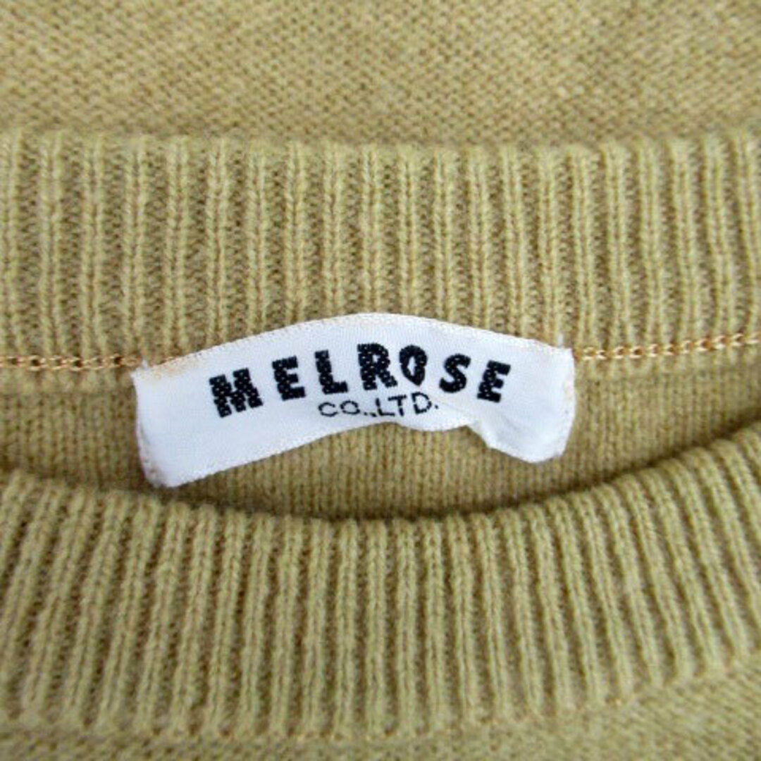 MELROSE(メルローズ)のメルローズ ニット セーター クルーネック 長袖 ロゴ ライン 黄色オフホワイト レディースのトップス(ニット/セーター)の商品写真