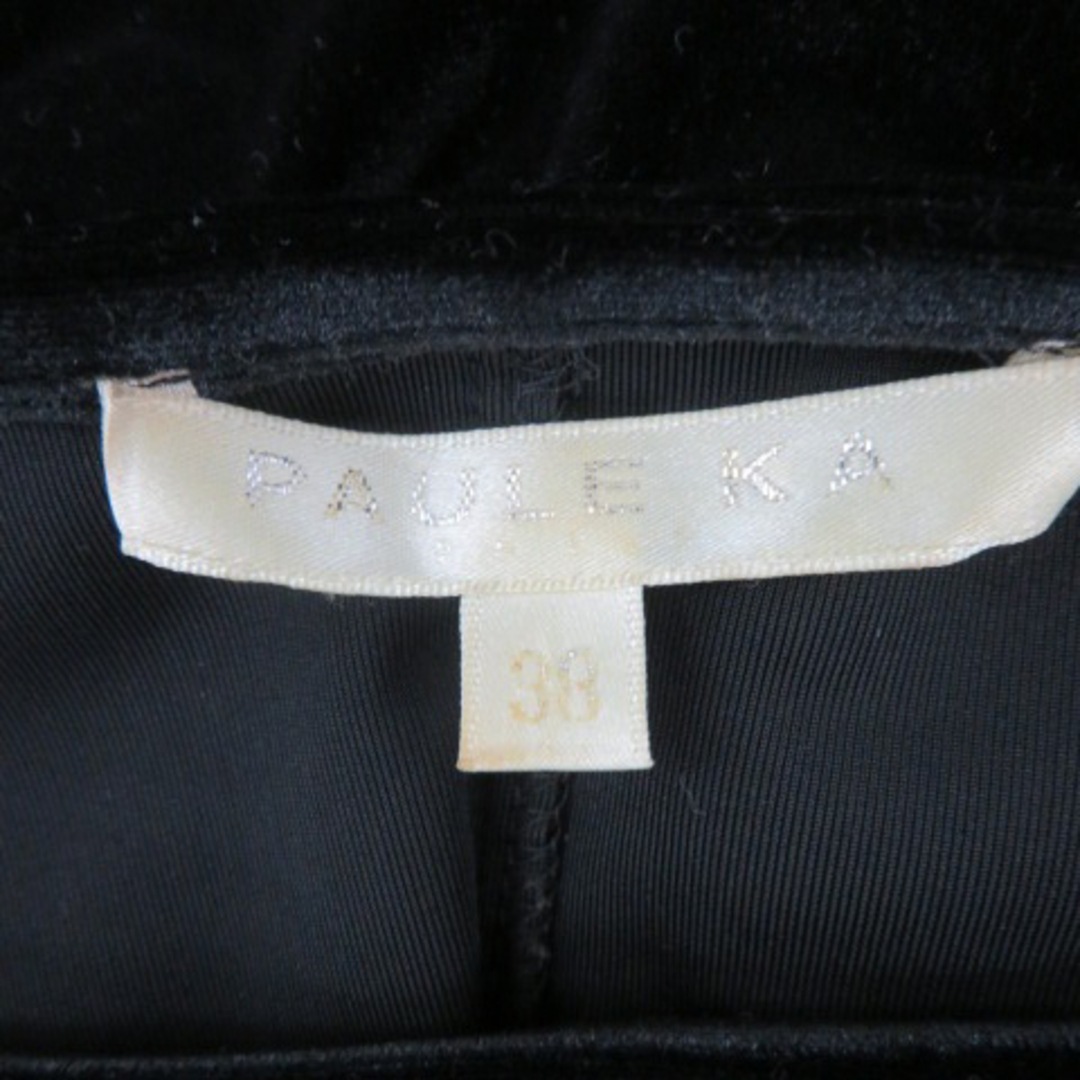 PAULE KA(ポールカ)のポールカ PAULE KA ワンピース ひざ丈 半袖 ベルベット 38 黒 レディースのワンピース(ひざ丈ワンピース)の商品写真