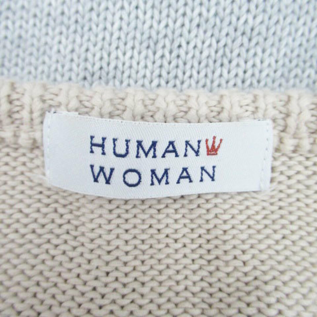 HUMAN WOMAN(ヒューマンウーマン)のヒューマンウーマン ニット セーター Vネック 長袖 M マルチカラー グレー レディースのトップス(ニット/セーター)の商品写真