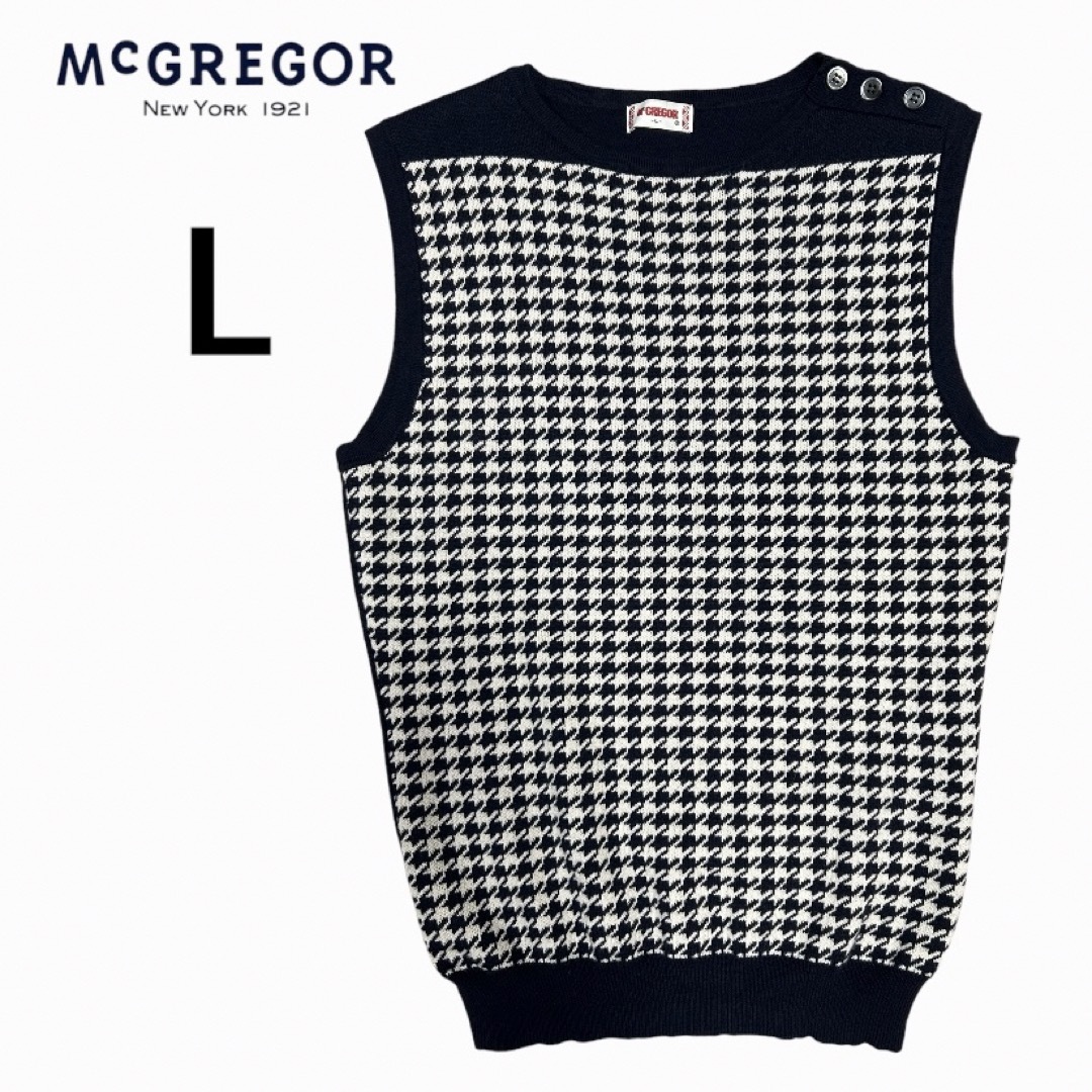 McGREGOR(マックレガー)のMcGREGOR/マックレガー　ニット　L 千鳥格子　ネイビー レディースのトップス(ニット/セーター)の商品写真