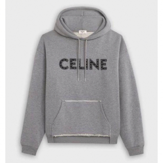 セリーヌ(celine)の美品 CELINE スタッズパーカー ルーズ オーバーサイズ セリーヌ グレー(パーカー)