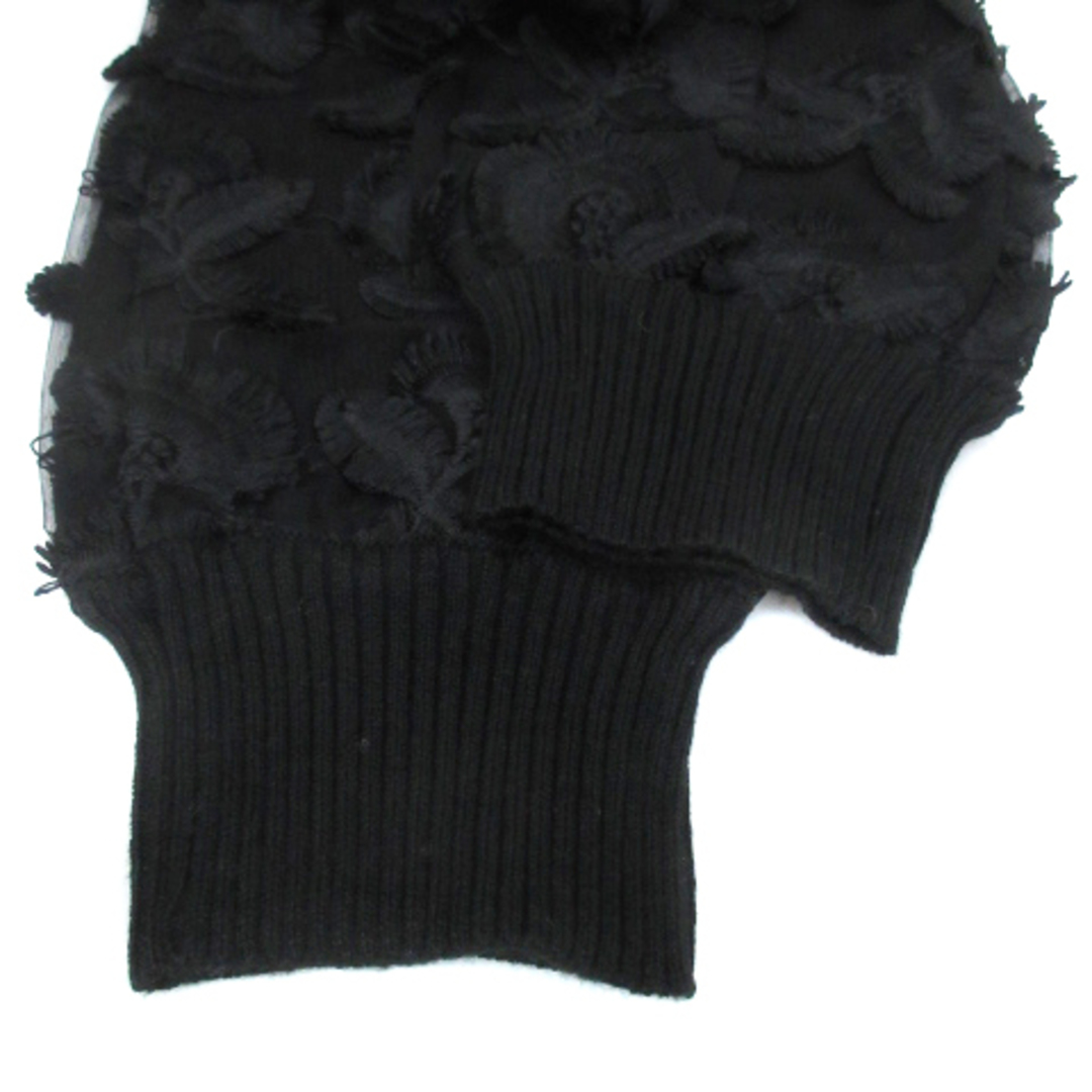 ViS(ヴィス)のビス ニット セーター 長袖 Vネック レース 刺繍 花柄 F 黒 ブラック レディースのトップス(ニット/セーター)の商品写真