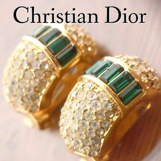 クリスチャンディオール(Christian Dior)の希少美品　Dior ヴィンテージ　イヤリング　ゴールド　31　グリーン(イヤリング)