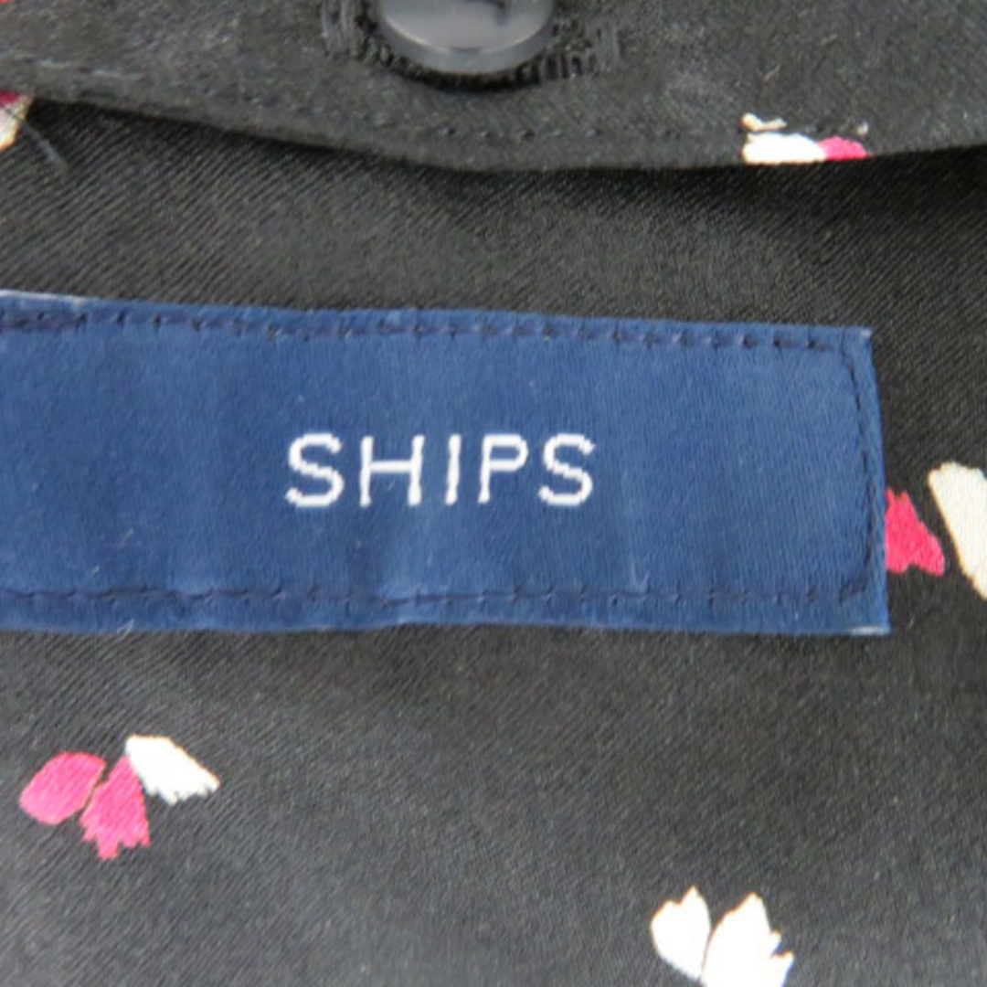 SHIPS(シップス)のシップス ブラウス 長袖 Vネック ボウタイ 2way 総柄 マルチカラー 黒 レディースのトップス(シャツ/ブラウス(長袖/七分))の商品写真